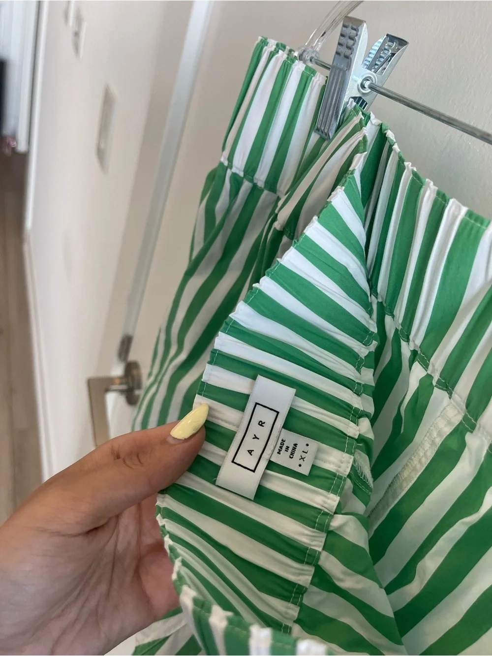 AYR Staycation Green and White Striped High-Waist Women’s Shorts